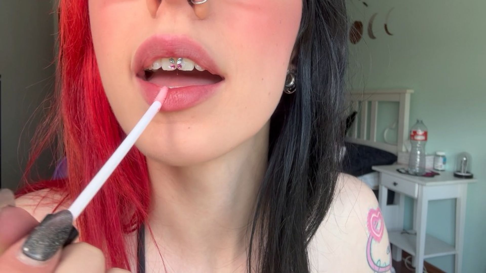 Trying lipsticks