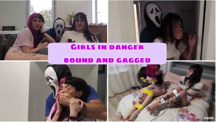 Girls in danger bound and gagged