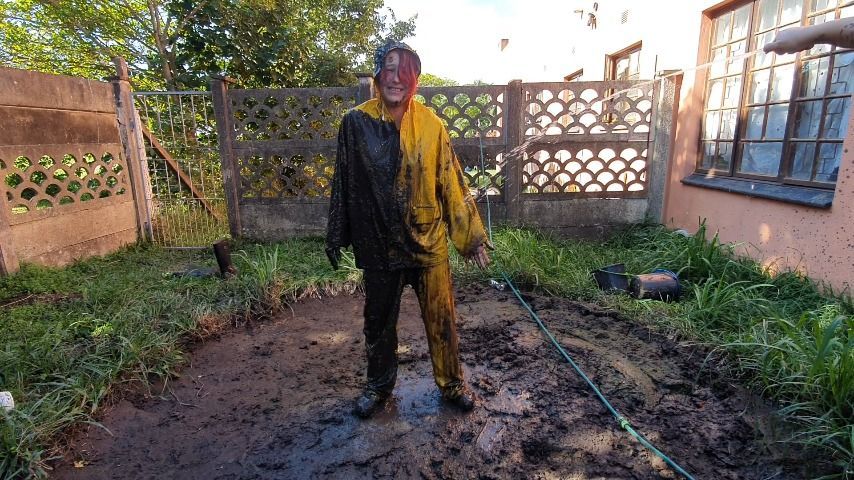 Cleaning off all that mud