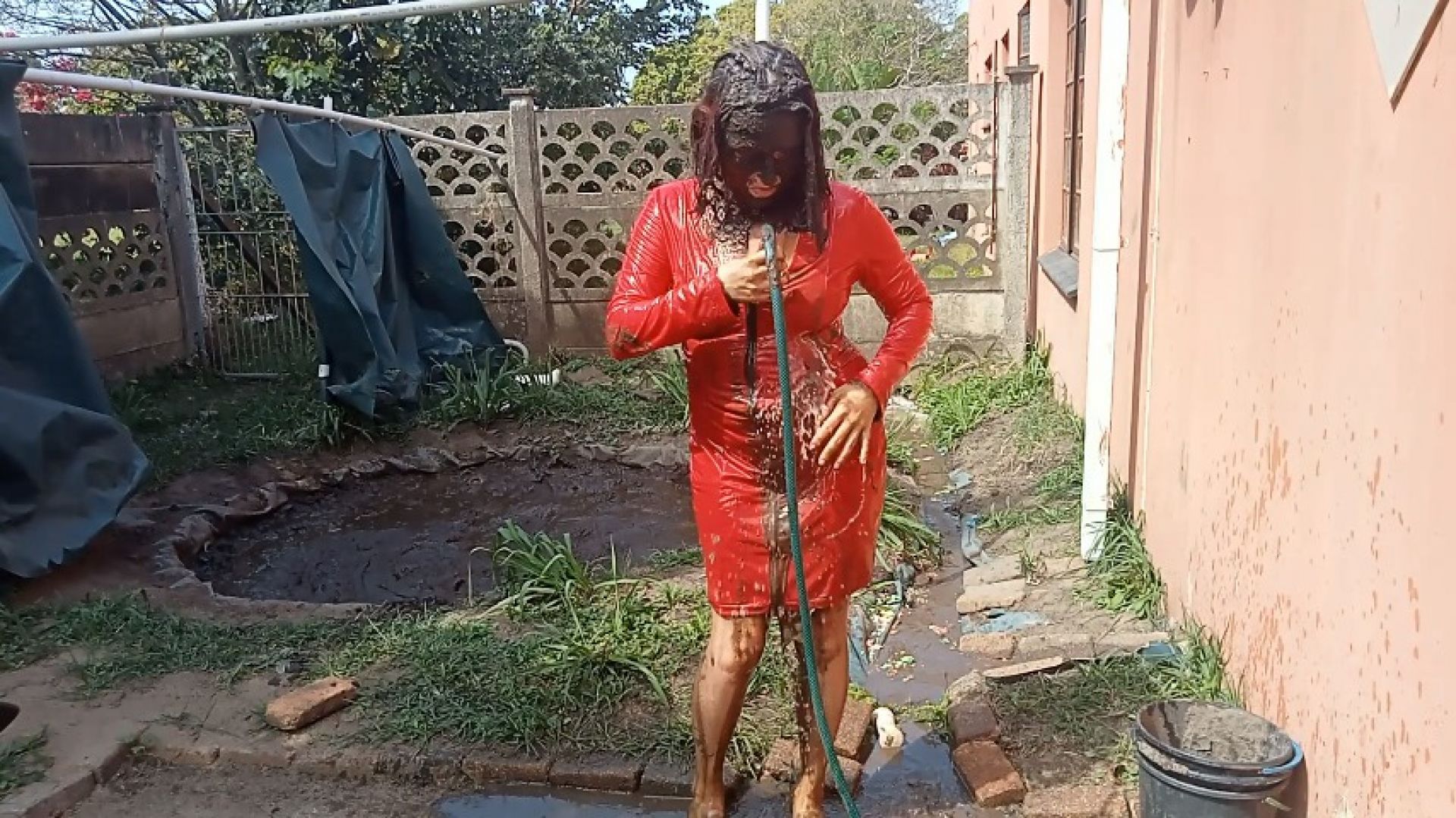 Cleaning off the mud