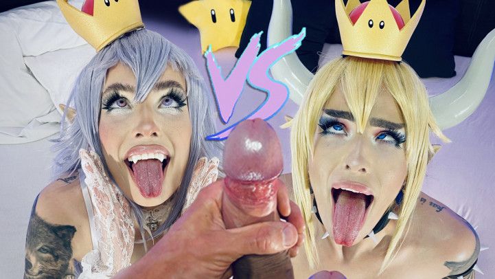 FREE! BOWSETTE vs BOOSETTE - Ahegao Cosplay, Rough Sex, Feet