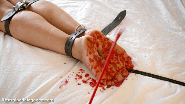 Zoey Ziptie Blonde Bound Hot Waxed Feet and Bastinado