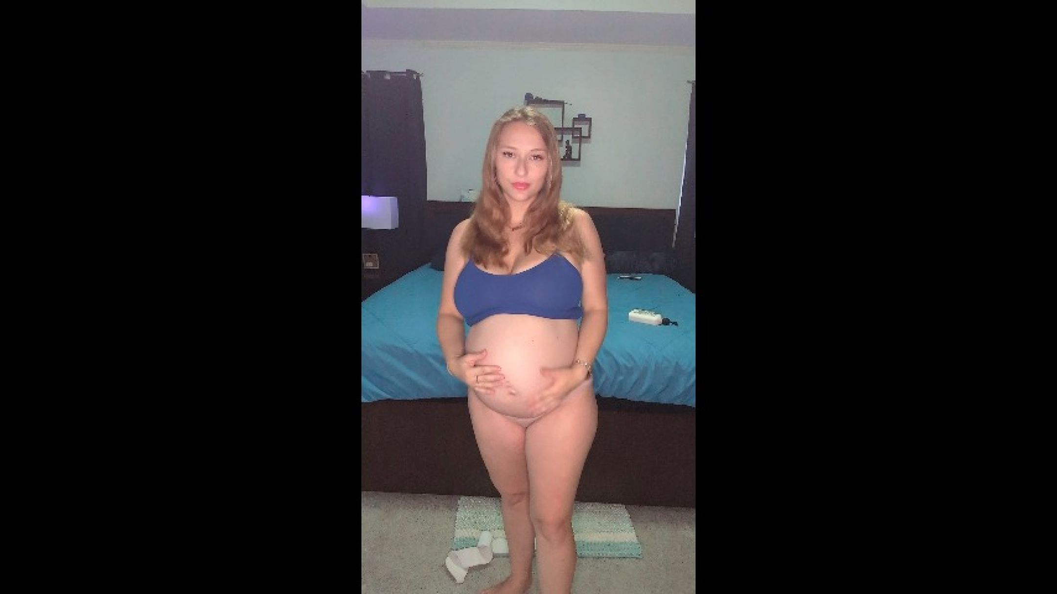 40 Week Pregnant Strip Tease and Belly Rub