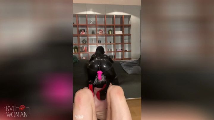 Deep throat and breath play with my huge strapon