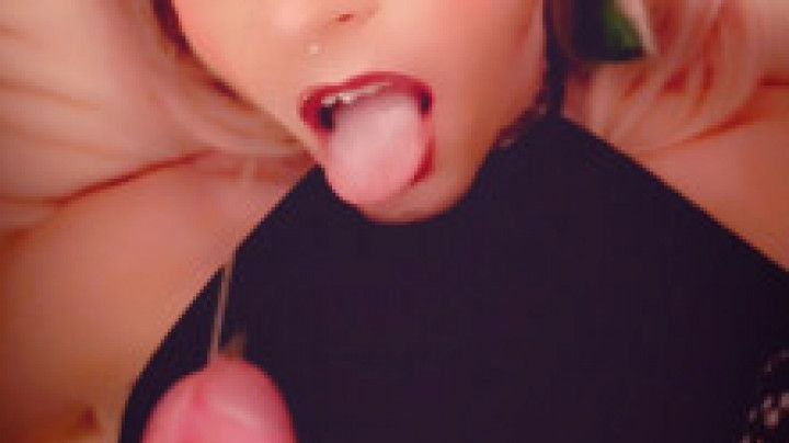 Emily paints her face with another load