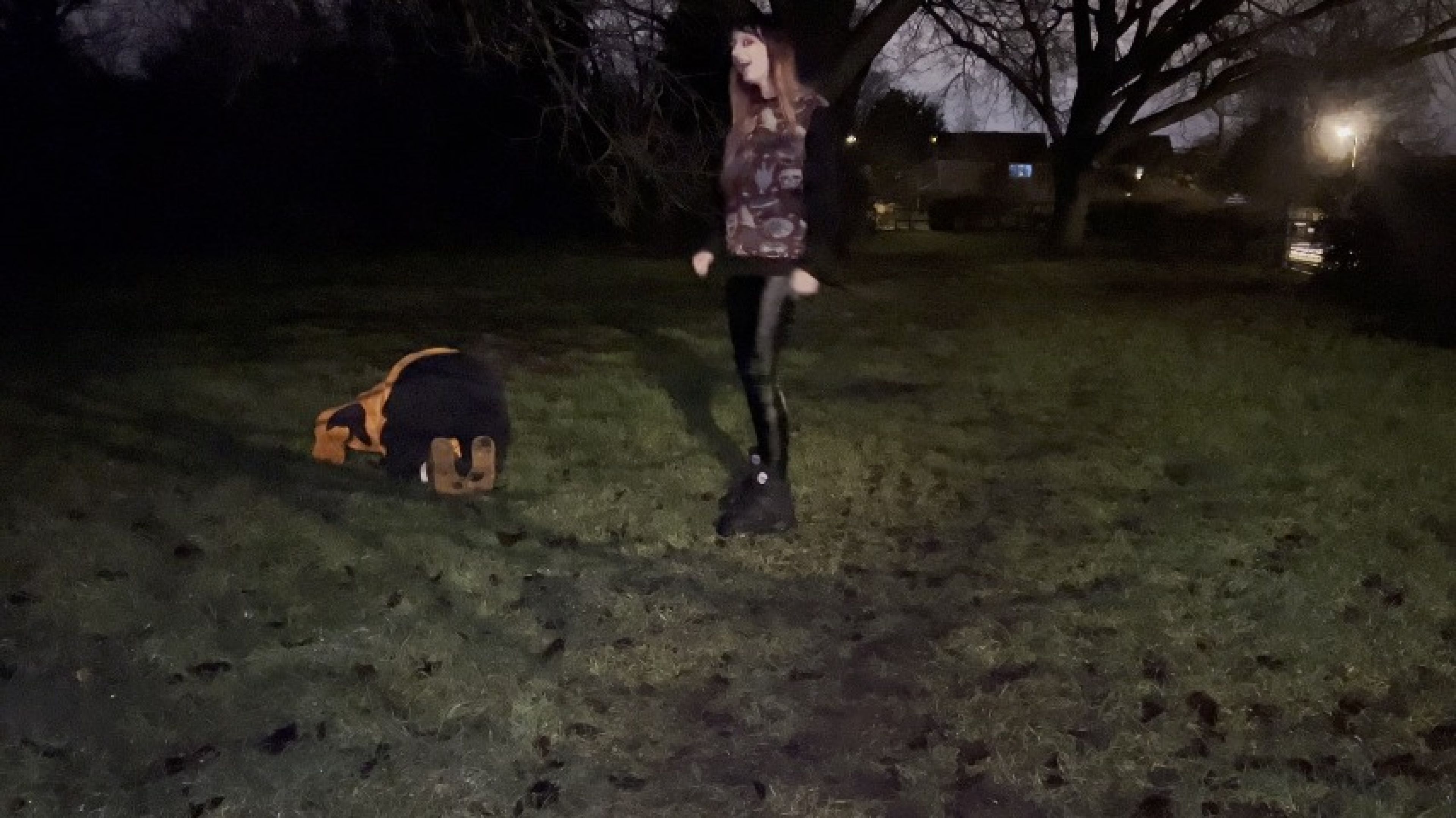Princess Diss walks her submissive mutt and makes him fetch