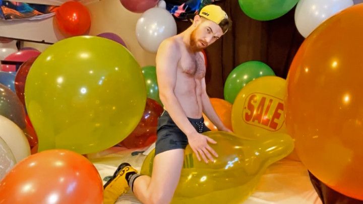 Pop: Looner Gym Bro Strips and Rides a Bunch of Big Balloons