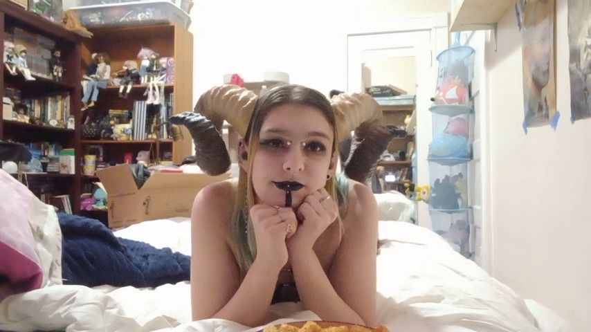 Succubus eats tater tots with hands