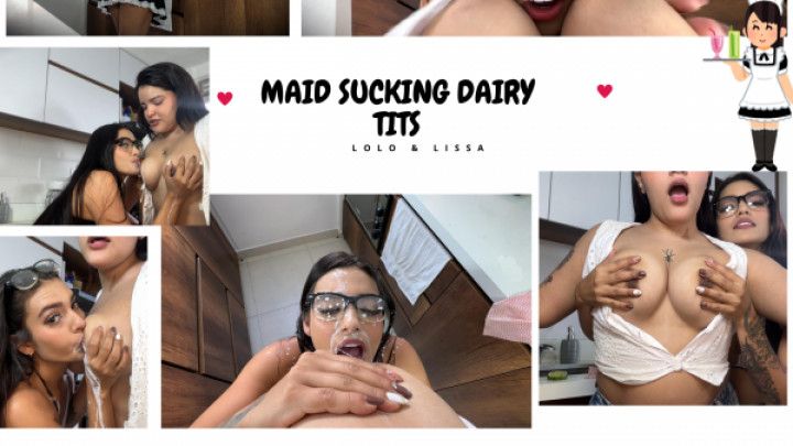 little maid drinks milk from my tits