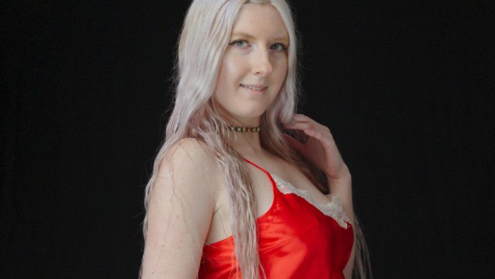 Beautiful Model Andrea Fender in Red Nightie