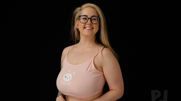 Busty TaeBlevins in Pink Bunny Tank Top