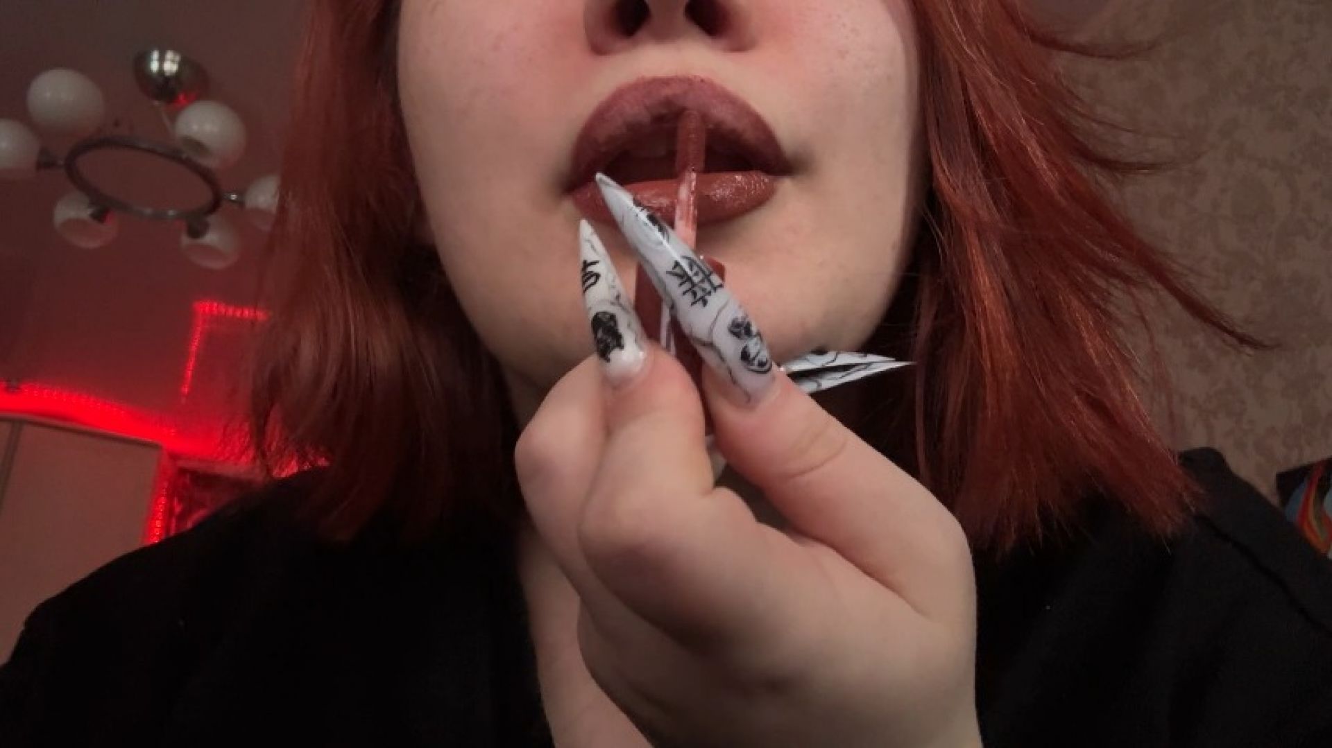 Mistress paints her big lips