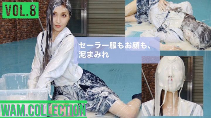 My sailor suit and face are covered in mud