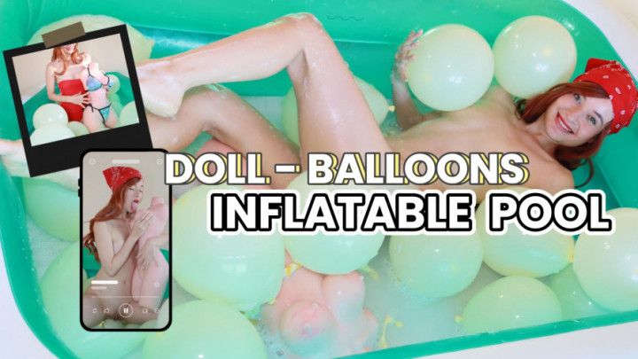 Sexy lifeguard, inflatable pool with bubbles and balloons wi