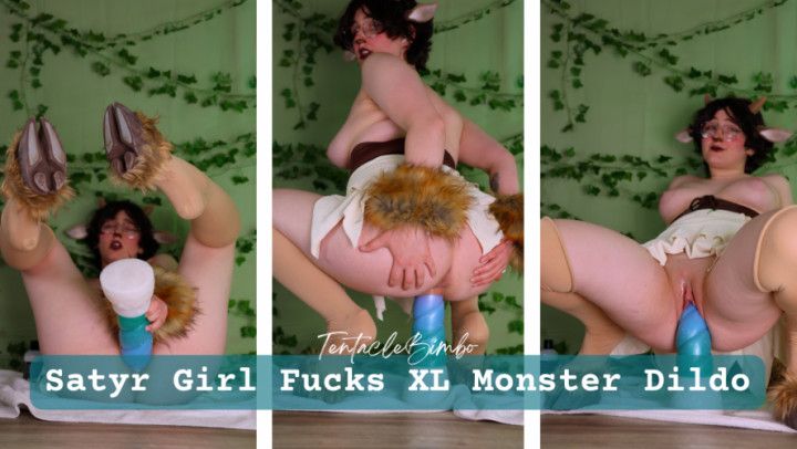 Satyr Girl Fucks XL Monster Dildo