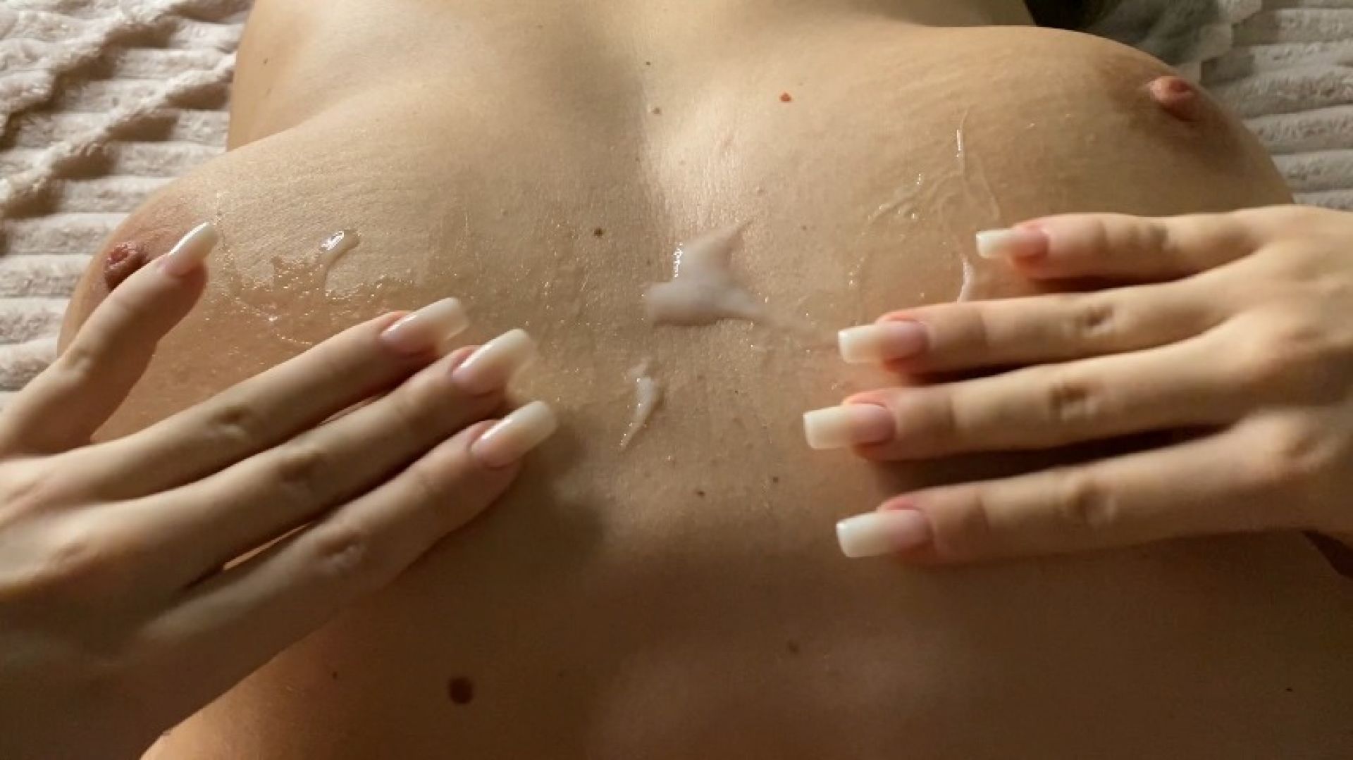 Moisturize my big boobs with sperm