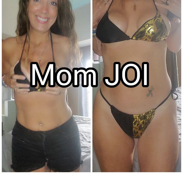 step-Mom strip and JOI from gold and black bikini