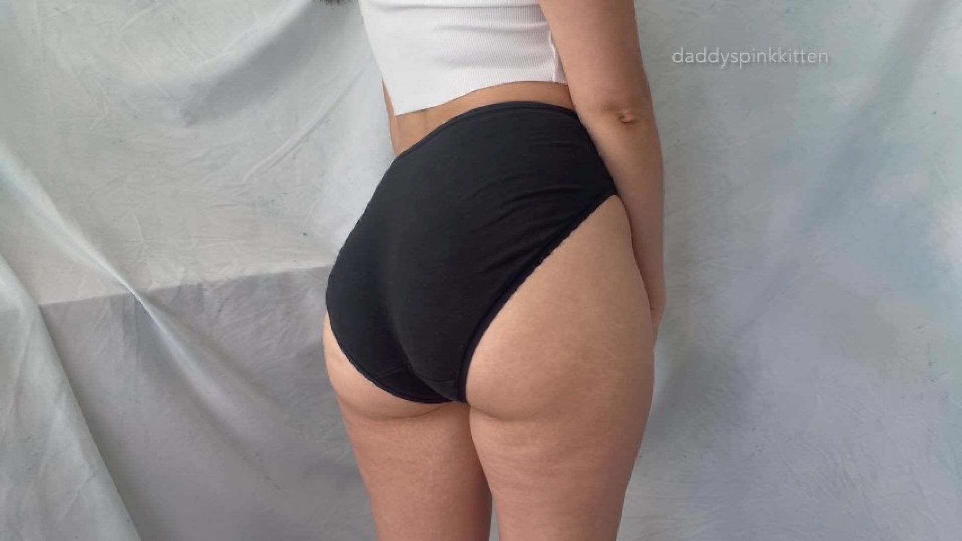 Modeling Cotton Fullback Granny Panties Gray/Black Theme