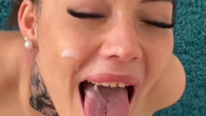 Petite Brunette Teen with Natural tits Rimming and blowjob