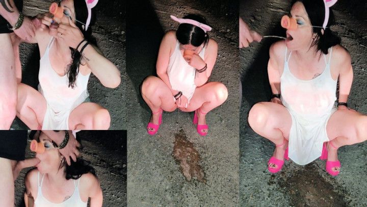Best hot milf humiliated outdoor with piss and cum PIG play