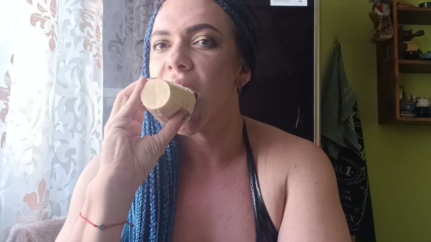 Eating ice-cream on hot day