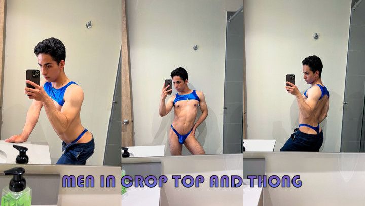 Men in crop top and lingerie