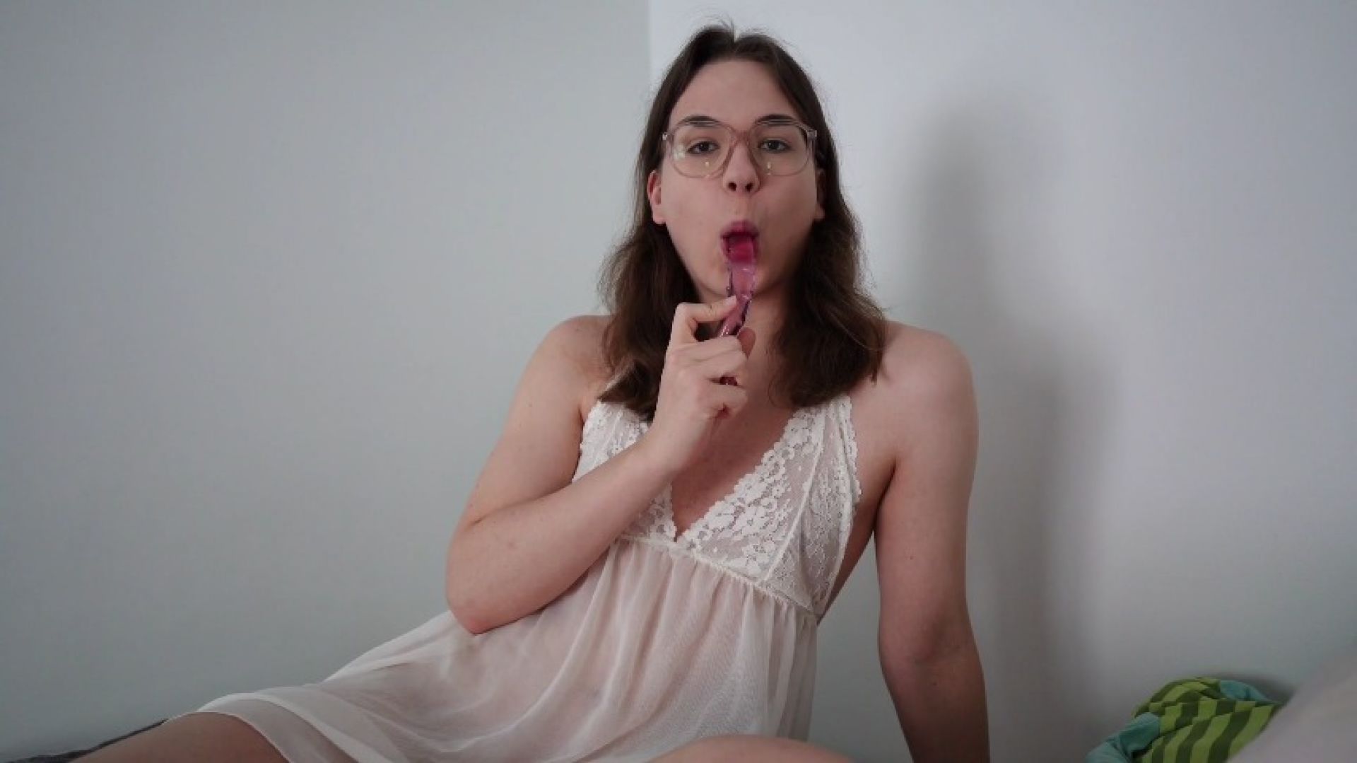 Trying out a new dildo