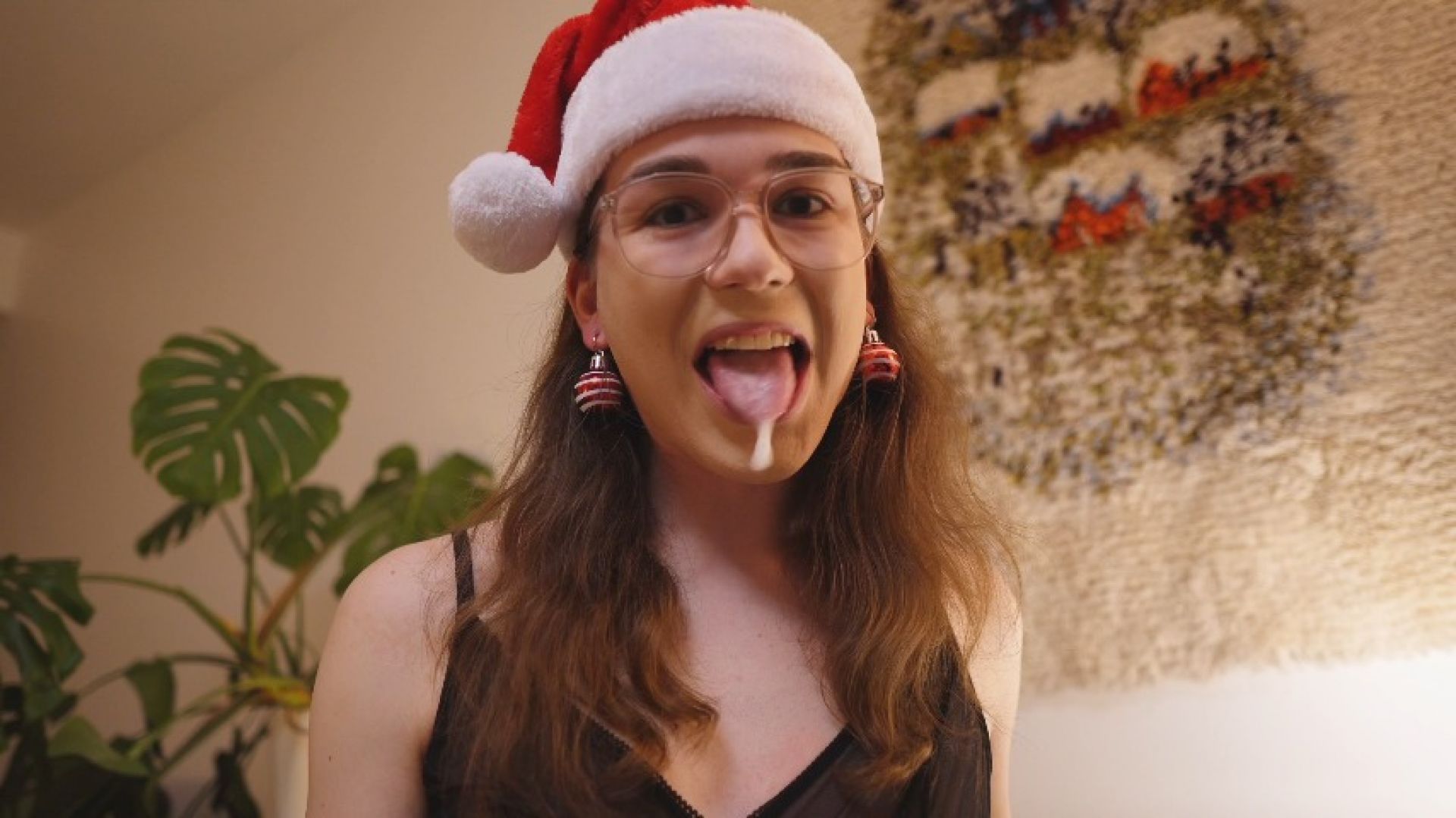 Christmas masturbation with a cumshot