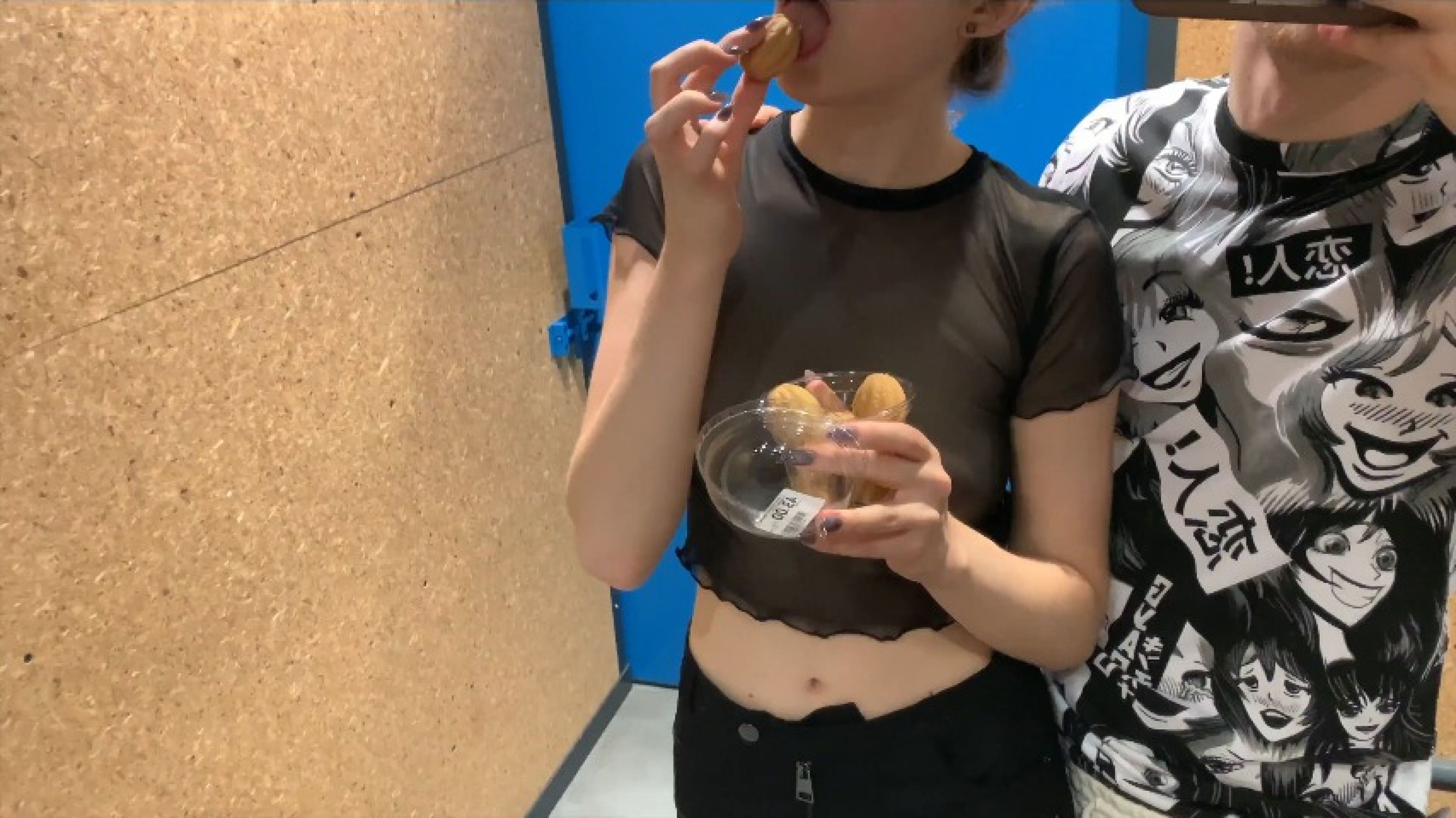 In fitting room he cum under clothes and on my dessert