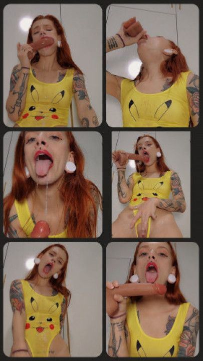 Deepthroat Huge Dildo Drooling Spitting