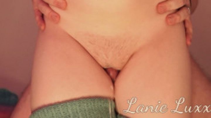 doggy thighfuck in my blue thigh highs - cum on socks