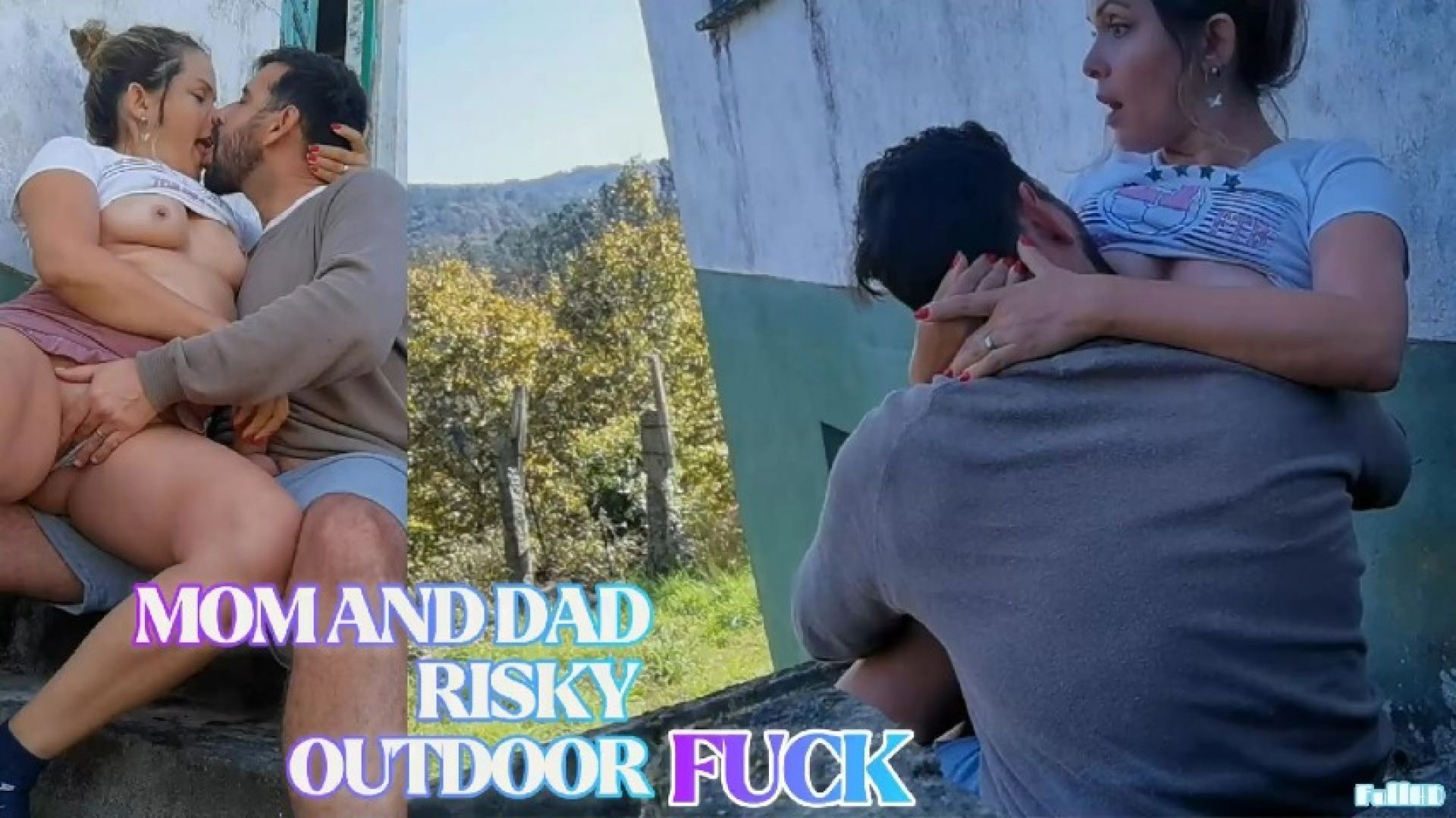 step-Mom and step-Dad Risky Outdoor Fuck