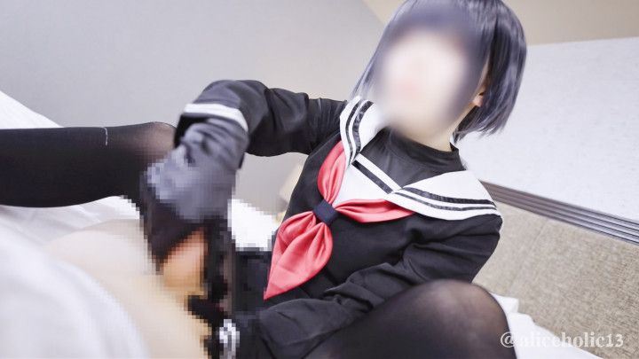 Japanese hentai | Cosplayer femdom oil footjob cumshot pov