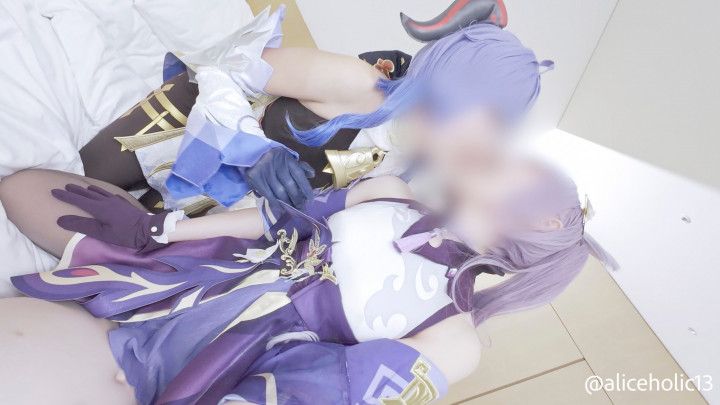Genshin Impact Keqing Ganyu Cosplaying Threesomes femdom sex