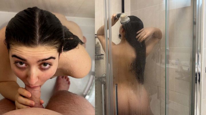 Roommate doesn't lock her door?! Creampie in the shower