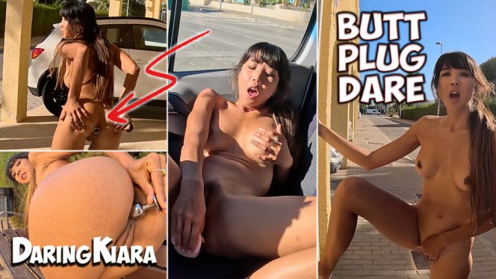 Risky Butt Plug Public Challenge in Car