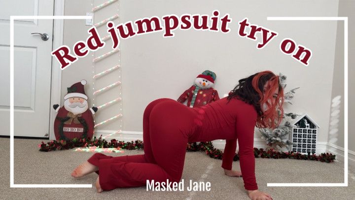 Red jump suit try on | 4 11 half Asian