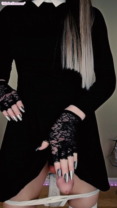 Sexy nails caressing big fat cock