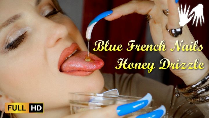 Blue French Nails &amp; Honey Drizzle
