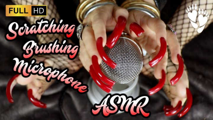 Red Nails ASMR - Scratching &amp; Brushing Mic - Relaxing Sound