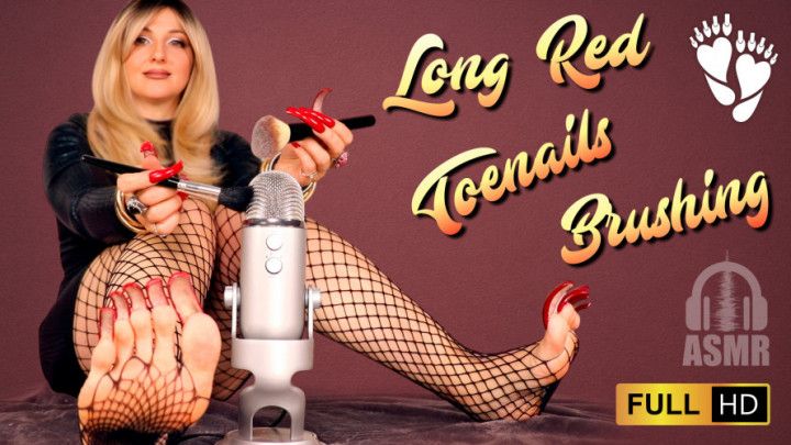 ASMR  Brushing with Long Red Toenails