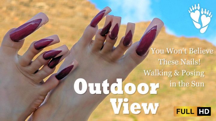 Extreme Long Toenails &amp; Platform Slides - Outdoor View