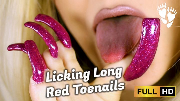 Blonde Licks Long Red Toenails