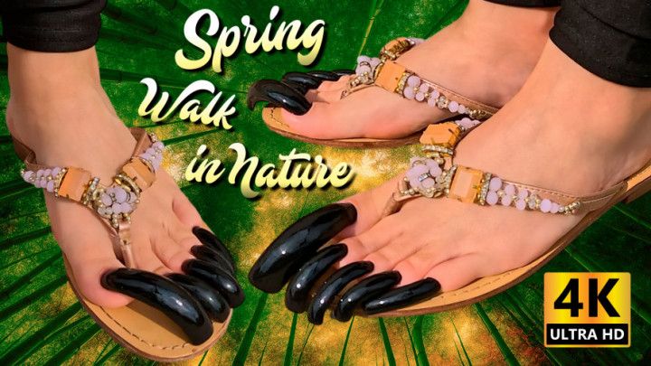 Spring walk in nature with Long Black Toenails