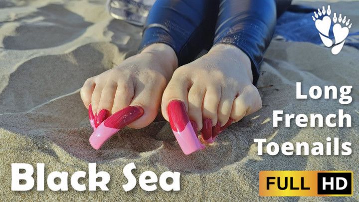Long French Toenails &amp; Black Sea