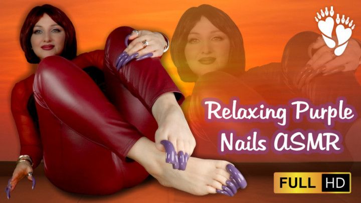 Relaxing Purple Nails ASMR - Long Nail Sounds &amp; Soft Movemen