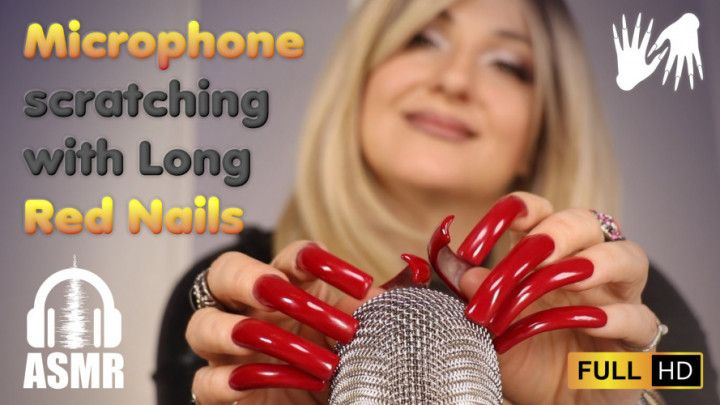 Microphone scratching with Long Red Nails