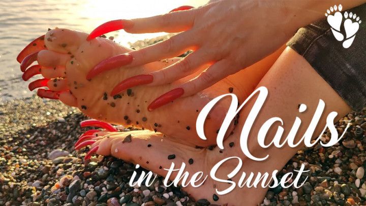 LONG RED NAILS in the Sunset