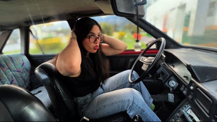 Sexy taxi girl will take you wherever you want w her old car