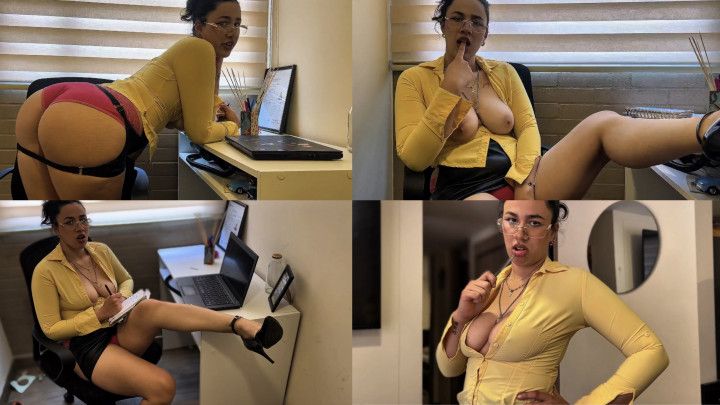 Do not cum in front of big tits secretary with sexy hiccups